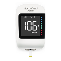 Imagem demonstrativa do medidor de glicemia Accu-Chek® Instant, concebido para pessoas com diabetes.